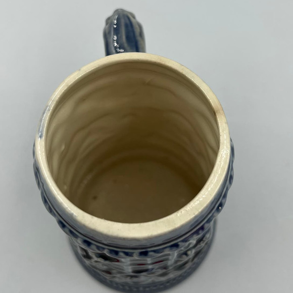 Vintage Glazed Ceramic 3D Large Decorative Souvenir Stein West Germany Blue - Picture 8 of 8